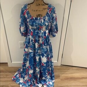 Gingham and Heels pink blue ans white patterned Maxi Dress